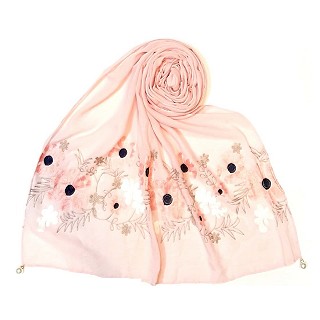Limited edition embroidered flower hijab - Pink